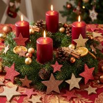 Itens Decoração de mesa estrelas madeira Natal 3 cores Ø3–5cm 48 unidades