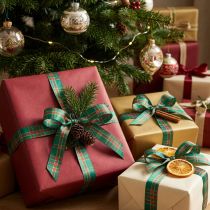Itens Fita xadrez para presentes de Natal, 15 mm x 20 m