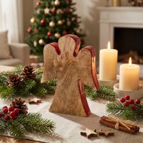 Itens Figura de decoração de anjo em madeira vermelha, natureza 15cm