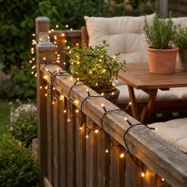Itens Cadeia de luz de arroz LED 80s 6m para exterior branco quente