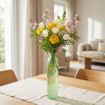 Itens Vaso de vidro decorativo para flores na cor verde, alto, Ø6,5cm, A30cm