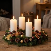 Itens Conjunto de 4 velas rústicas em formato de pilar, brancas, de cor sólida, 70/140 mm, de alta qualidade e com longa duração.