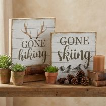 Itens Placas de madeira para decoração de parede vintage com dizeres 20x20cm 2pcs