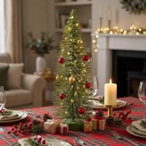 Itens Árvore de Natal artificial verde com suporte para decoração de mesa, 90 cm