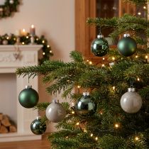 Itens Bolas de Natal verde cinza árvore bolas de vidro Ø6cm 24 unidades