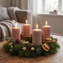 Itens Velas de pilar, rosa antigo, velas com ranhuras, 70/90 mm, conjunto de 4, velas decorativas, coroa do Advento, baixa emissão de fumaça, longa duração.