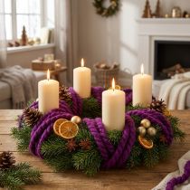 Itens Cordão de lã Mirabell macio roxo, 25m, fita decorativa para artesanato floral.