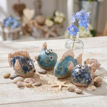 Itens Peixe pequeno engraçado decoração de cerâmica azul sortido 6-9cm 4 un