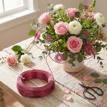 Itens Fio de alumínio Ø2mm 500g, 60m Rosa - Flexível e versátil para bijuterias, artesanato e decoração DIY.
