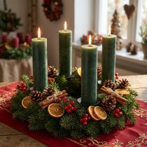 Itens Velas de cor sólida Vela cônica verde rústica para iluminação atmosférica e decoração festiva 300 mm Ø50 mm 4 unidades