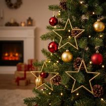 Itens Estrelas decorativas para pendurar, enfeites de árvore, douradas, Ø12cm, 12 peças – Decorações de Natal brilhantes