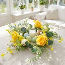Itens Coroa de flores artificiais Coroa de flores artificiais amarelo branco 42 cm