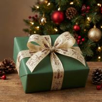 Itens Fita para presente Natal rena creme marrom B25 L18m