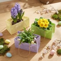 Itens Sacos para presentes tecidos com alças verde, amarelo, roxo 20×10×10cm 6 unidades