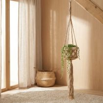 Itens Suporte para plantas em macramê, estilo boho, bege e marrom, Ø12cm A79cm