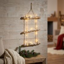 Itens Decoração de parede de Natal com micro luzes LED, pequenos flocos de neve de madeira e galhos cobertos de neve Alt.150cm