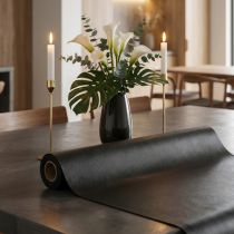Itens Tecido decorativo de couro sintético preto couro preto 33 cm × 1,35 m