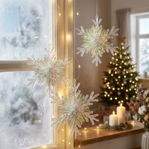 Itens Floco de neve decorativo de cristal de gelo para pendurar Ø15cm 3 unidades