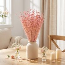 Itens Decoração de mesa com grama de linho seca rosa claro, 50-55 cm, 80 g.
