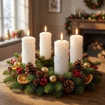 Itens Conjunto de 4 velas do Advento - Velas brancas em formato de pilar com efeito de bola de neve e padrão de gelo, decoração de Natal 150/60mm