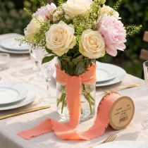 Itens Franjas de tecido pastel laranja com fita de chiffon 40mm 15m