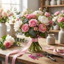 Itens Alfinetes florais com cabeça de pérola, rosa, Ø4mm, 40mm, 150 peças