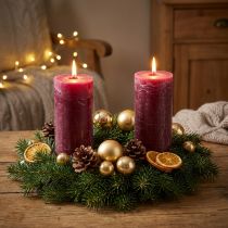Itens Conjunto de 2 velas cilíndricas em formato de bagas, 85 x 200 mm, cor sólida, para decoração e criação de ambiente.
