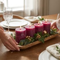 Itens Velas modernas tingidas na cor roxa-avermelhada, velas cilíndricas, 70×80mm, conjunto de 4, decoração de mesa