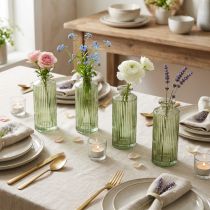 Itens Mini vasos de vidro com ranhuras, vaso de flores retrô, verde, Ø5cm, 4 peças
