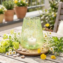 Itens Lanterna porta-velas vidro amarelo verde Ø12cm Alt.14,5cm