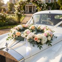 Itens Arranjo de carro de espuma floral anel duplo 55×39cm Alt.6cm 1 peça