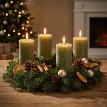 Itens Velas de pilar verde-oliva sólidas, 60×80mm, pacote com 4 unidades, para decoração e Advento.