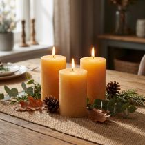 Itens Velas de pilar de cor sólida, cor mel, 60×100mm, 4 unidades - Decoração de mesa natural