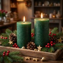 Itens Velas sólidas verde escuro 85x120mm 2 un