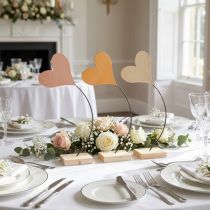 Itens Decoração de mesa corações de casamento, decoração de coração de metal laranja/amarelo H40cm 3 unid.