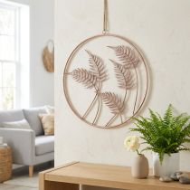 Itens Decoração de parede "Samambaia" em metal dourado rosê para pendurar, anel decorativo elegante, design moderno, Ø52cm