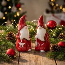 Itens Figura de Papai Noel Nicholas vermelho, cerâmica branca Alt. 13,5cm 2uds