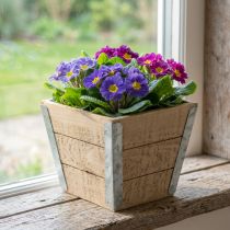 Itens Caixa de flores plantador de madeira shabby chic bege 12,5×14,5×14,5cm