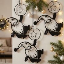 Itens Decoração de parede metal estrela gnomo preta 15×17cm 3 un