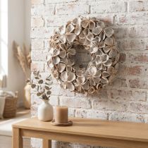 Itens Guirlanda com Flor de Lótus, Decoração Natural, Flores Secas, 35cm