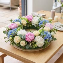 Itens Coroa de espuma floral, base de madeira, espuma floral úmida, 38 cm, 2 peças