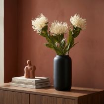 Itens Almofada de alfinetes flores artificiais exóticas Protea Leucospermum creme 73cm 3 unidades