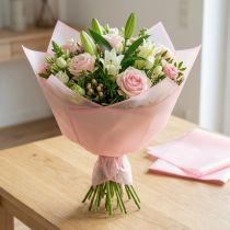 Itens Filme floral Transmatt rosa, resistente à umidade, 57 cm, cortado sob medida para buquês, 20 unidades.