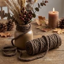 Itens Cordão de lã Mirabell macio, marrom, fita decorativa de 25m para arranjos florais e artesanato.