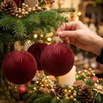 Itens Enfeite de Natal, com aparência de veludo vermelho, para pendurar, 15 cm, 3 peças