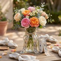 Itens Fita decorativa ervas e folhas fita de linho natural 25mm 18m
