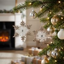Itens Decoração da árvore de natal floco de neve pérola brilhante 2 peças