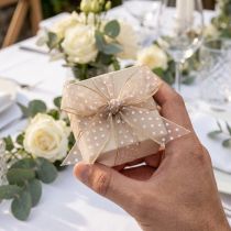 Itens Fita de presente com bolinhas para decorações de casamento elegantes e embalagens criativas, 1,5 cm de largura, 20 m de comprimento.