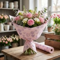Itens Papel de embrulho floral com motivos de coração para criações decorativas com flores, 25 cm x 25 m