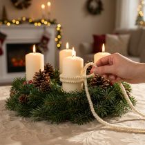 Itens Cordão de lã branco com fio dourado, 5m x 5mm, com arame para decoração e artesanato.